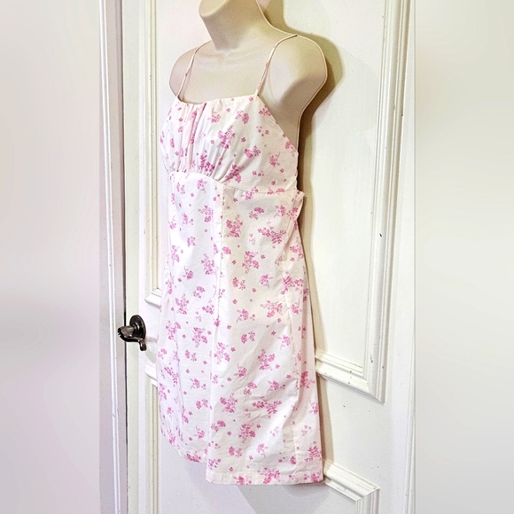 COTTON CANDY LA White/Pink Multi-Color Floral Sleeveless Mini Dress,Large - Picture 9 of 16